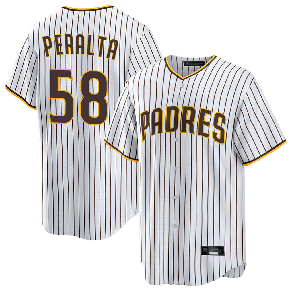 S.Diego Padres #58 Wandy Peralta Player White Home Game Gdoa Stitched Jerseys