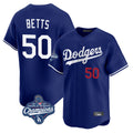 LA.Dodgers #50 Mookie Betts Player Royal World Series Meet Limited Home Gdoa Stitched Jerseys