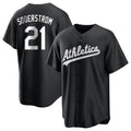 Athletics #21 Tyler Soderstrom player Black&White Replica Stitched Jersey