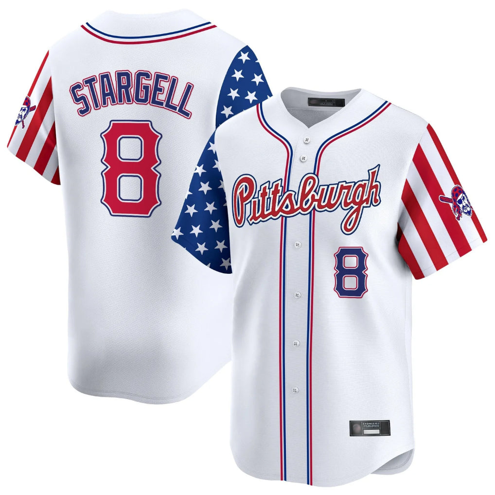 P.Pirates #8 Willie Stargell Player White 2025 Independence Day Vapor Premier Limited Stitched Jerseys