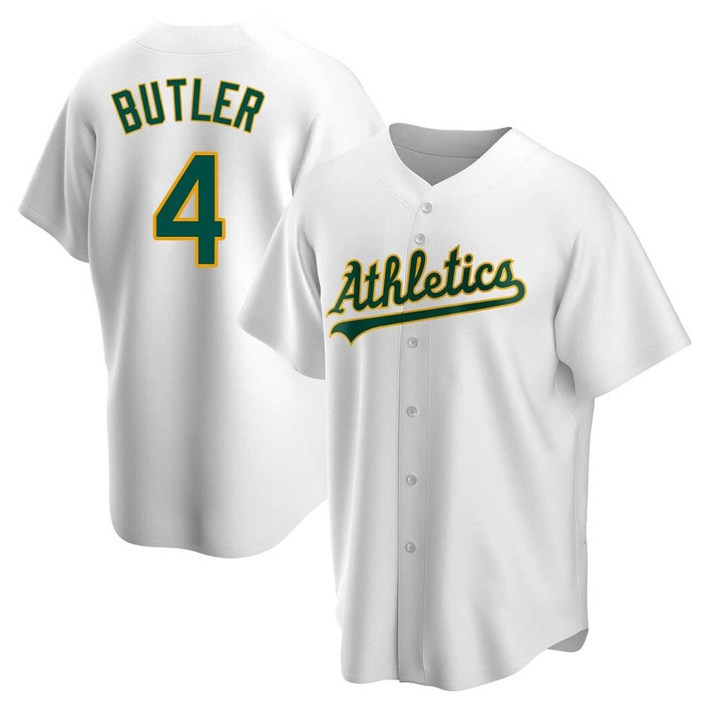 Athletics #4 Lawrence Butler player White Replica Home Stitched Jersey