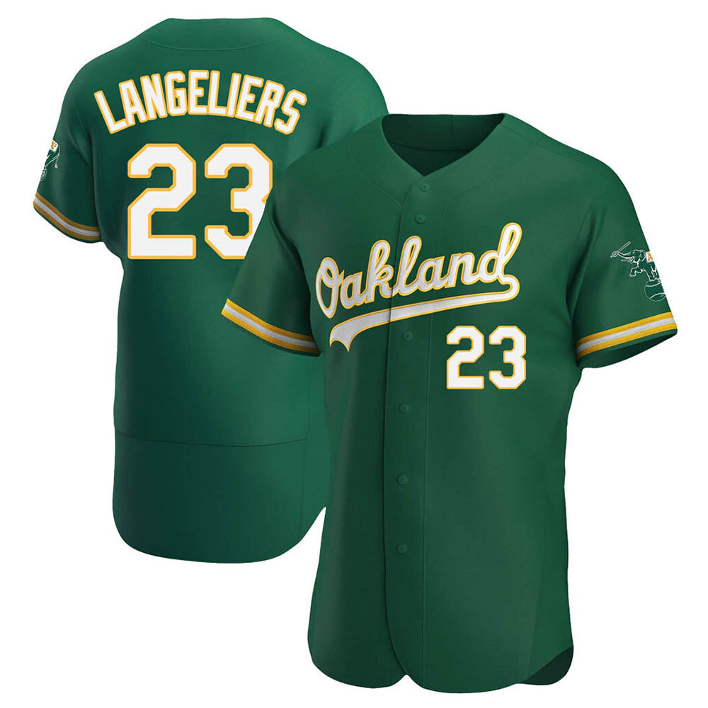 Athletics #23 Shea Langeliers Player Green Authentic Kelly Alternate Stitched Jerseys