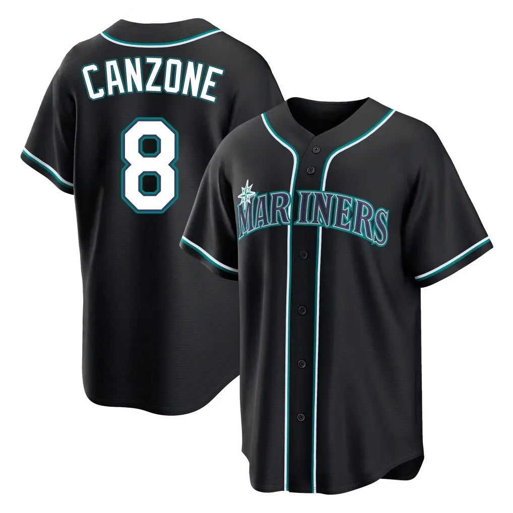 S.Mariners #8 Dominic Canzone Player Black Fashion Home Limited Stitched Jerseys