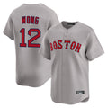 B.Red Sox #12 Connor Wong Player Gray Road Limited Home Game Gdoa Stitched Jerseys