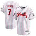 P.Phillies #7 Trea Turner Player White Pinstripe Phillies & Eagles Vapor Premier Limited Stitched Jerseys
