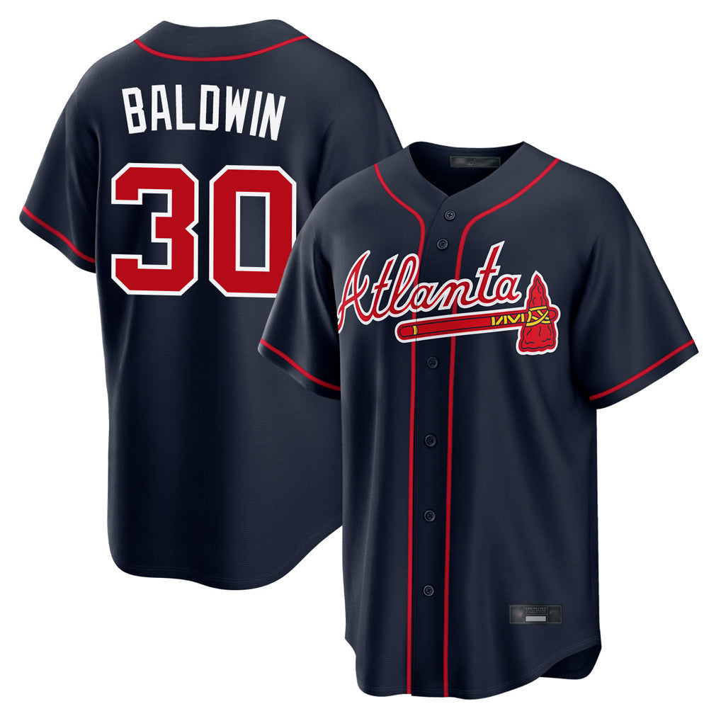 A.Braves #30 Drake Baldwin Player Navy Home Game Gdoa Stitched Jerseys