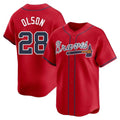A.Braves #28 Matt Olson player Red Limited Alternate Stitched Jerseys