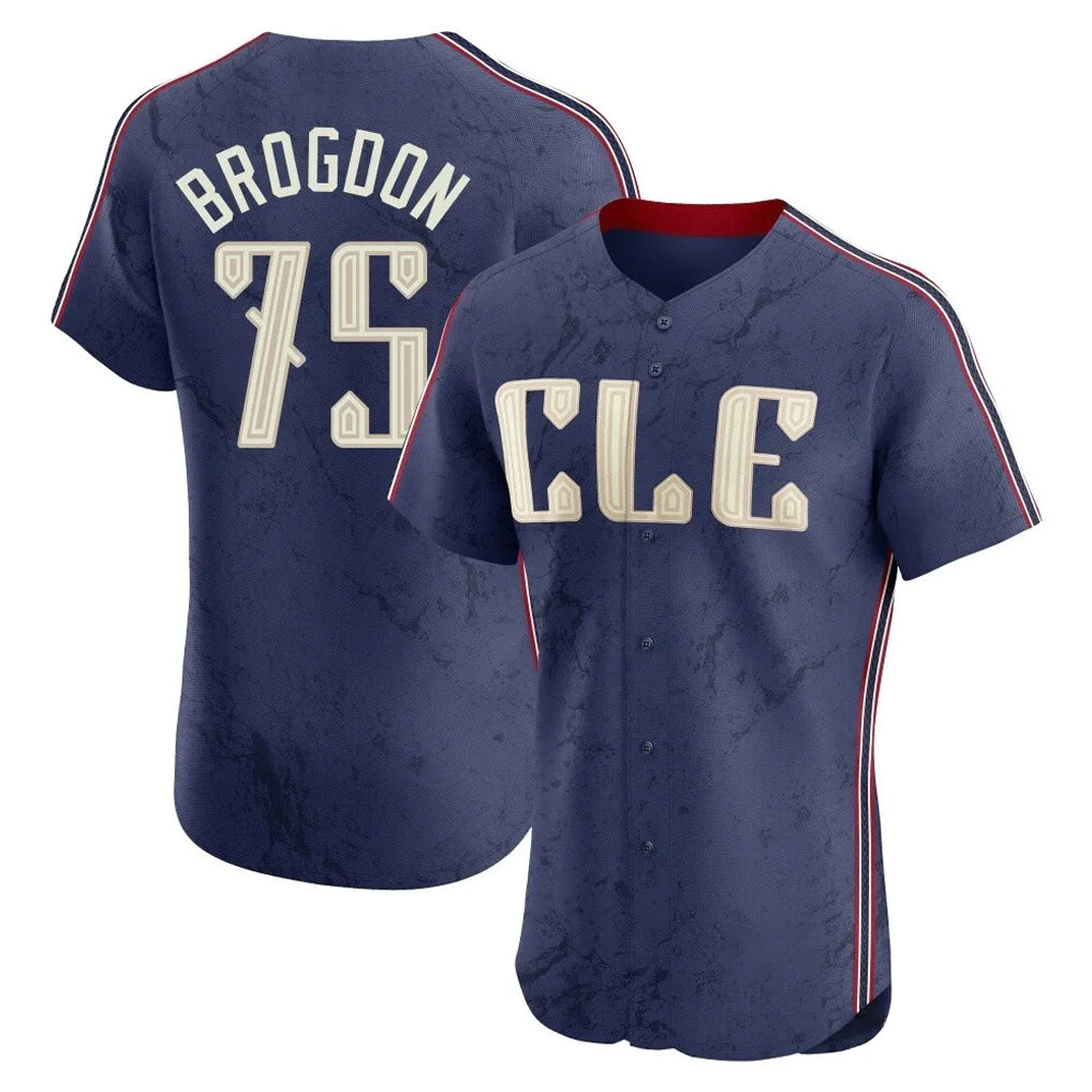 C.Guardians #75 Connor Brogdon Player Navy City Connect Limited Elite Home Gdoa Stitched Jerseys