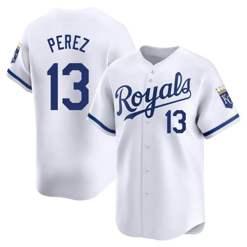 KC.Royals #13 Salvador Perez Player White Alt Limited Home Gdoa Stitched Jerseys
