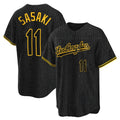 LA.Dodgers #11 Roki Sasaki Player Black Snake Skin City Game Home Gdoa Stitched Jerseys
