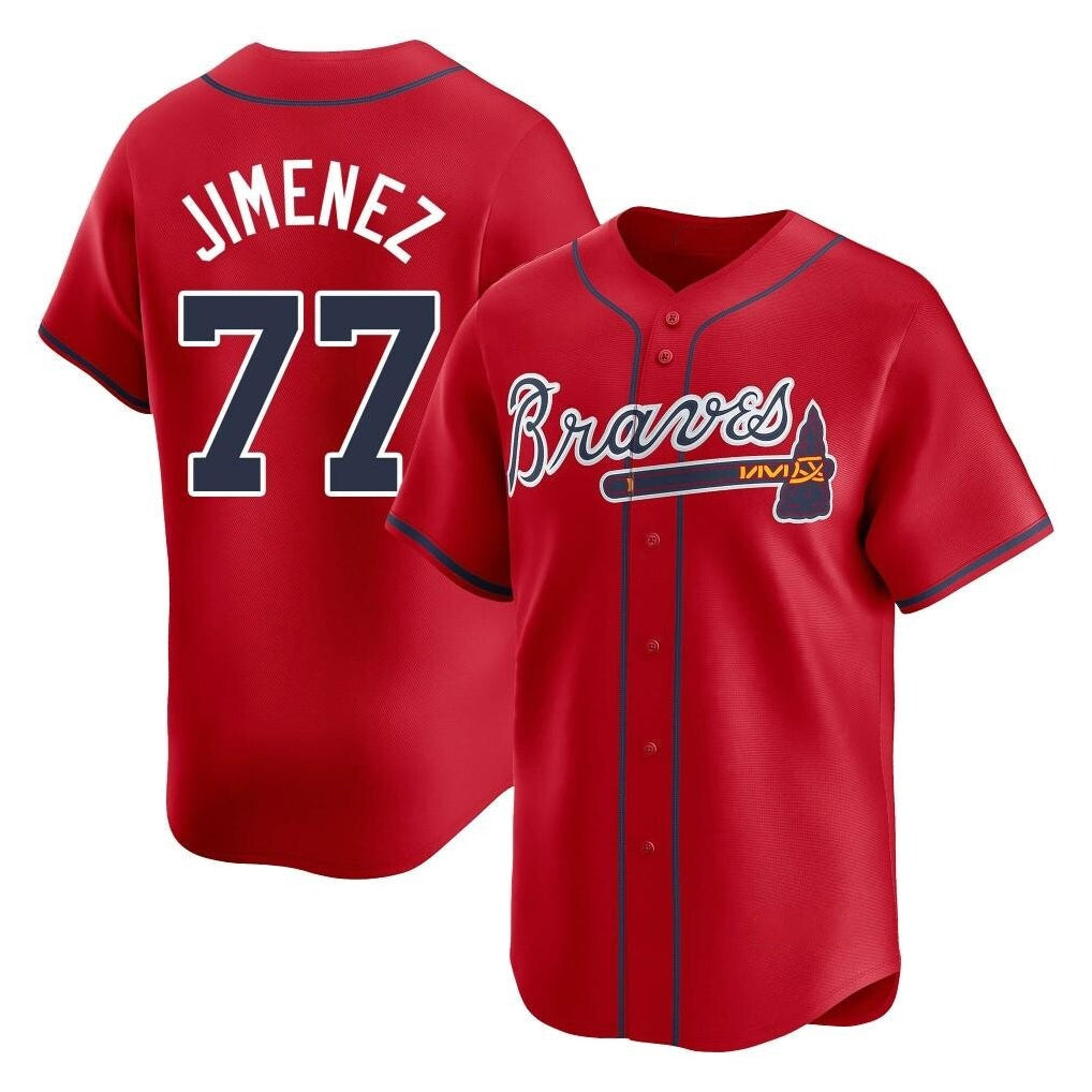 A.Braves #77 Joe Jimenez Player Red Limited Home Game Gdoa Stitched Jerseys