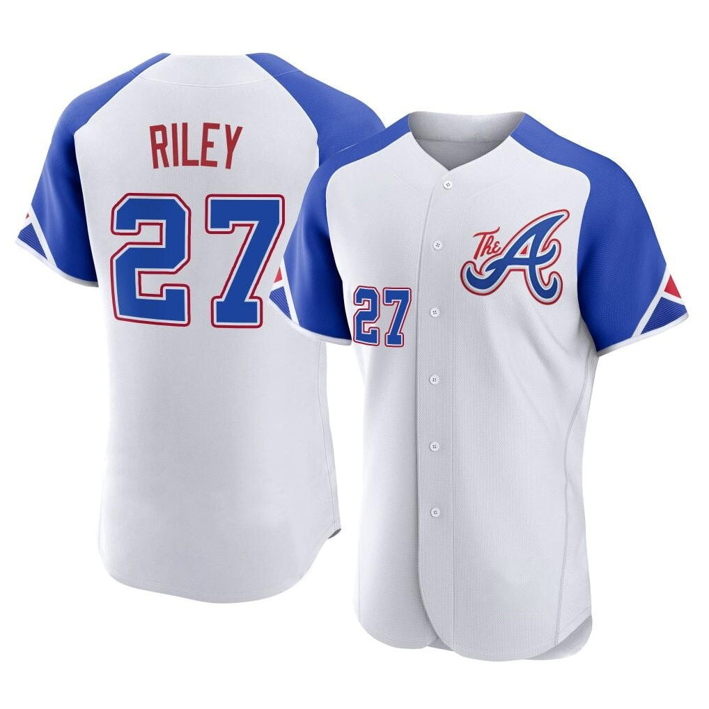 A.Braves #27 Austin Riley Player White City Connect Limited Elite Home Game Gdoa Stitched Jerseys