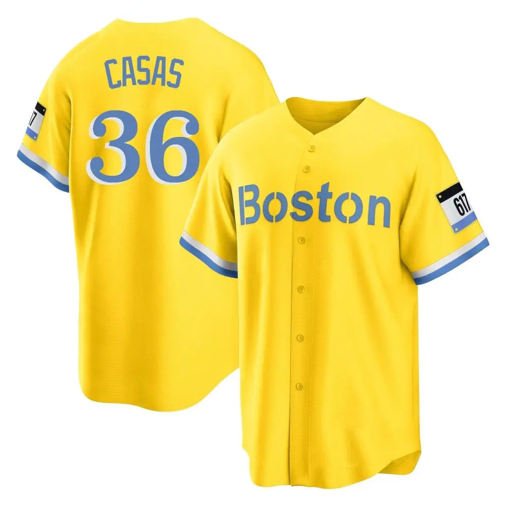 B.Red Sox #36 Triston Casas Player Yellow Home Game Gdoa Stitched Jerseys