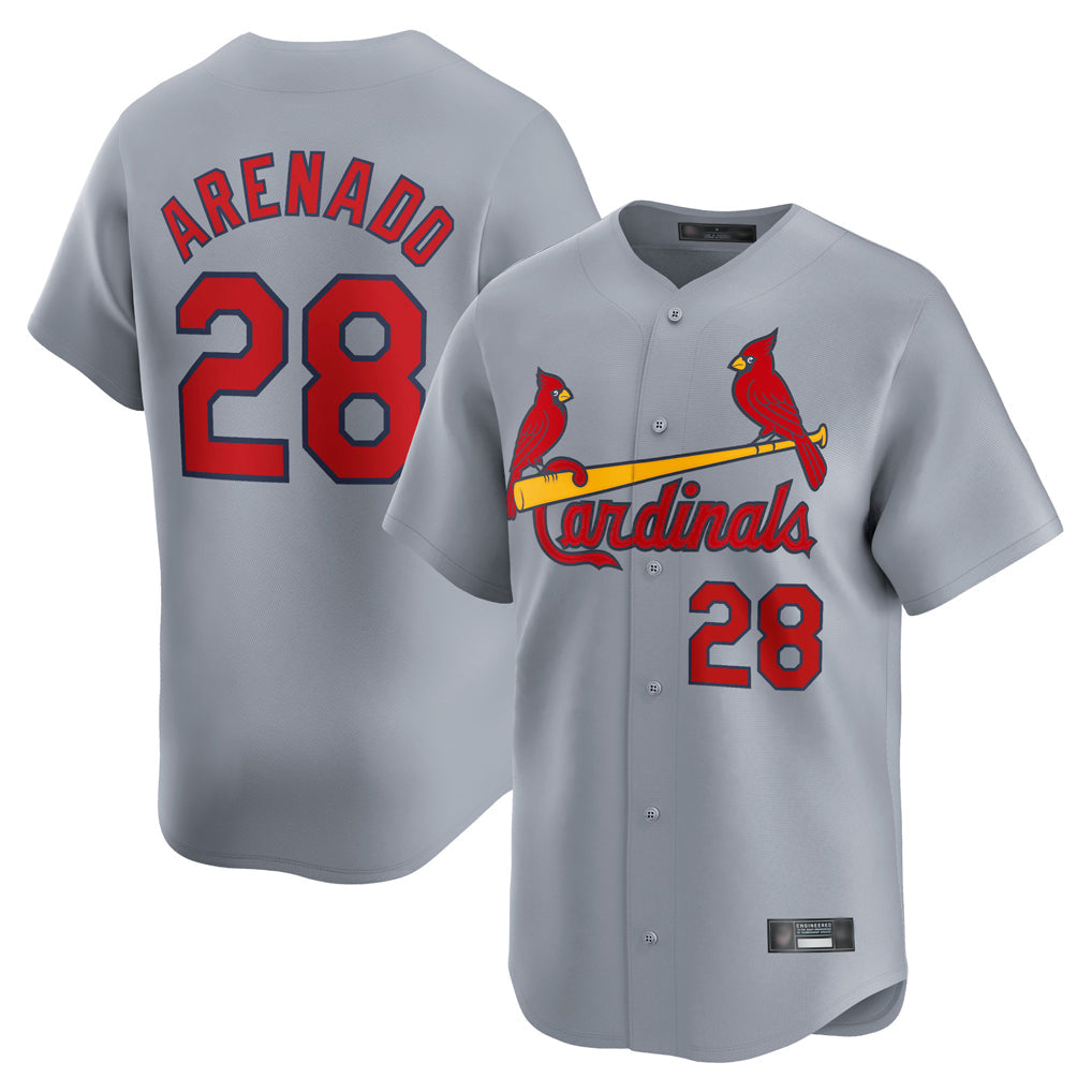 St. Louis Cardinals #28 Nolan Arenado Player Gray Home Limited Stitched Jerseys