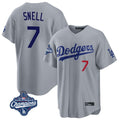 LA.Dodgers #7 Blake Snell Player Gray Game World Series Meet Home Gdoa Stitched Jerseys