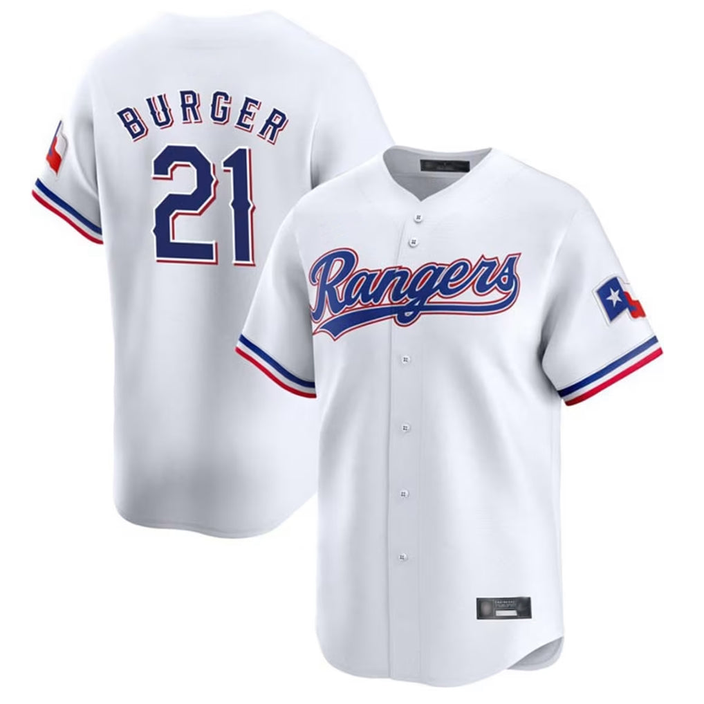T.Rangers #21 Jake Burger Player White&Blue Home Limited Stitched Jerseys