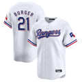 T.Rangers #21 Jake Burger Player White&Blue Home Limited Gdoa Stitched Jerseys