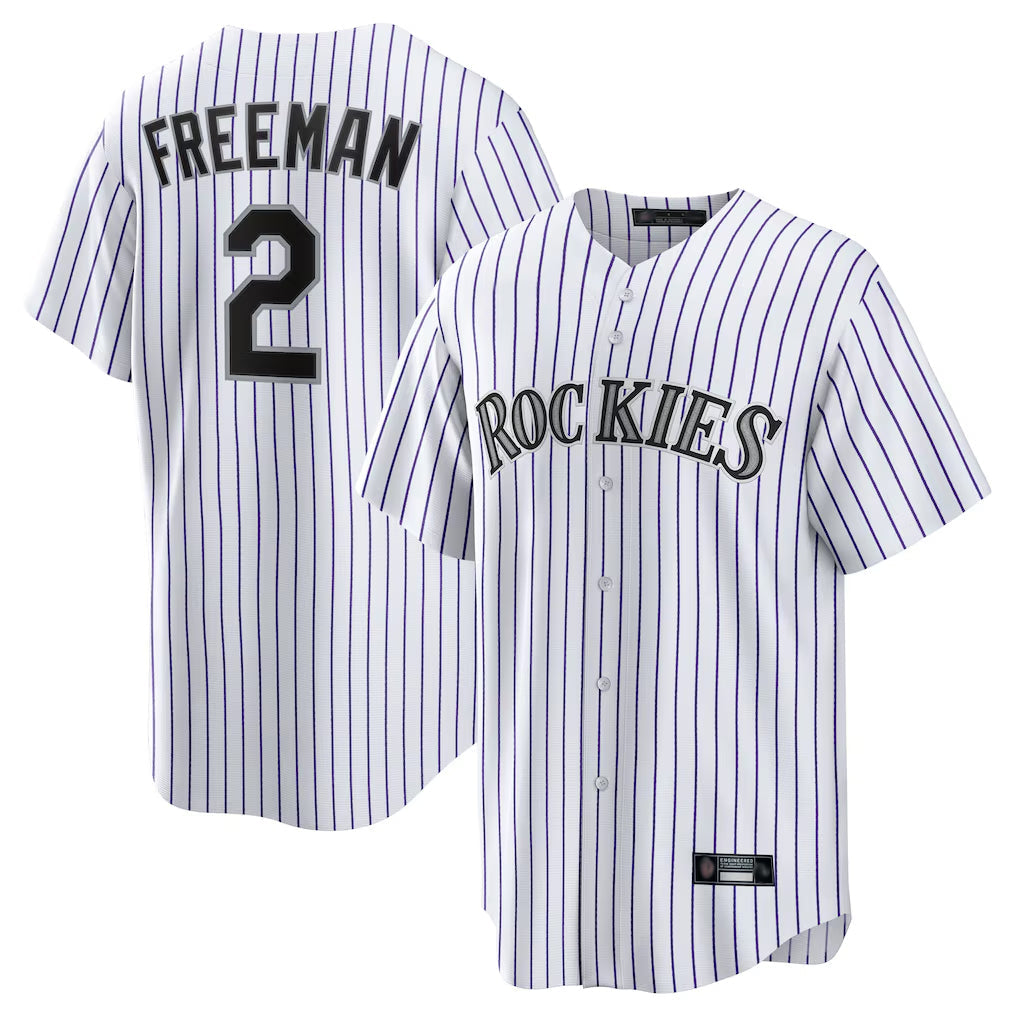 C.Rockies #2 Tyler Freeman Player White Game Home Gdoa Stitched Jerseys