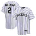 C.Rockies #2 Tyler Freeman Player White Game Home Gdoa Stitched Jerseys