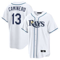 T.Bay Rays #13 Junior Caminero Player White Home Game Stitched Jerseys