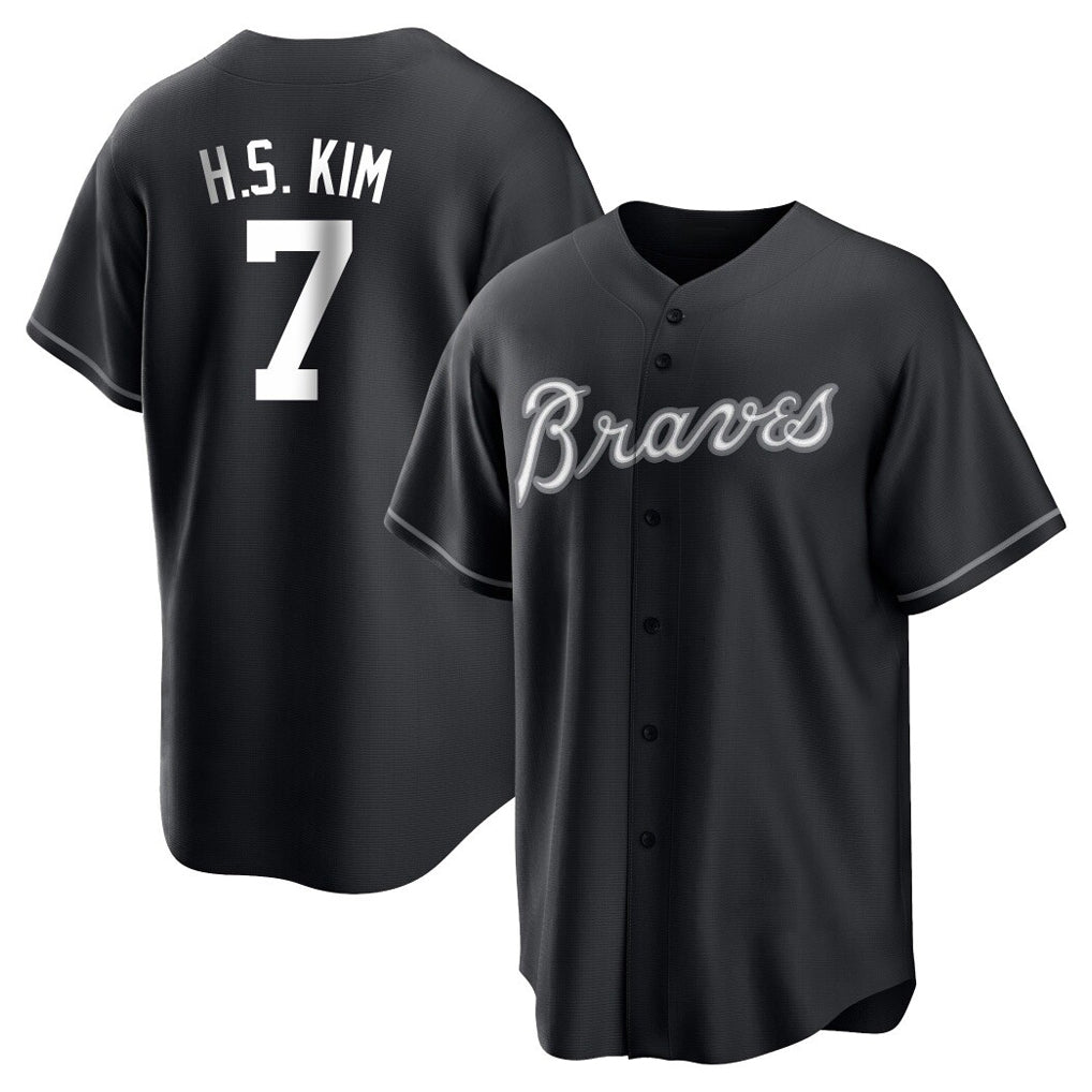 A.Braves #7 Ha-Seong Kim Player Black Home Game Gdoa Stitched Jerseys