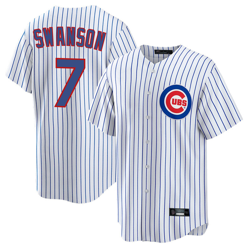 C.Cubs #7 Dansby Swanson Player White Home Game Gdoa Stitched Jerseys