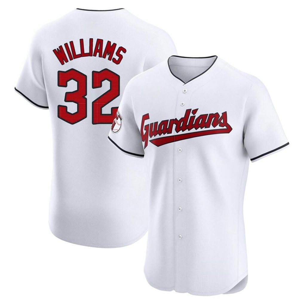 C.Guardians #32 Gavin Williams Player White Limited Elite Home Gdoa Stitched Jerseys