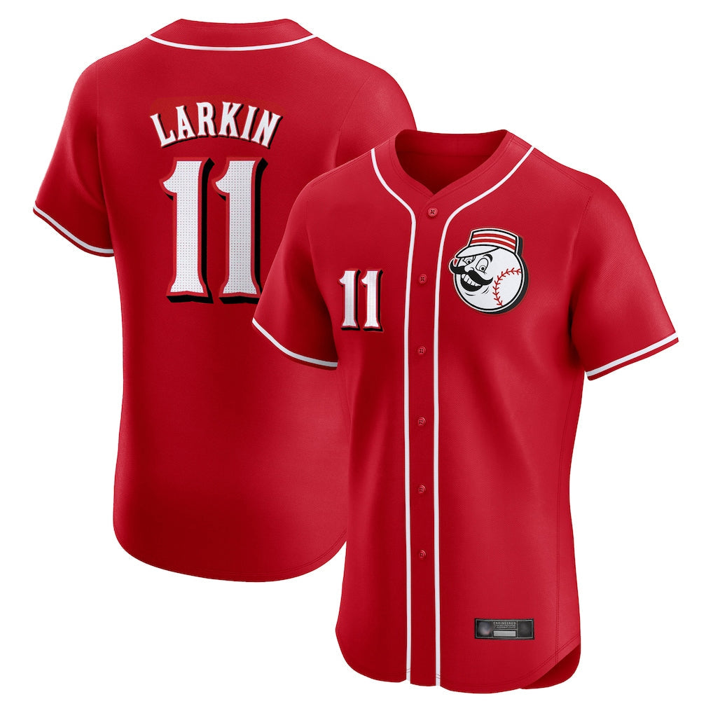 C.Reds #11 Barry Larkin Player Red Limited Elite Home Game Gdoa Stitched Jerseys
