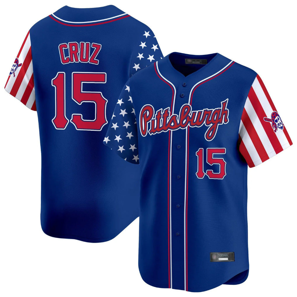 P.Pirates #15 Oneil Cruz Player Royal 2025 Independence Day Vapor Premier Limited Stitched Jerseys