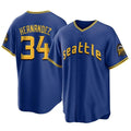 S.Mariners #34 Felix Hernandez Player Royal City Connect Home Game Gdoa Stitched Jerseys