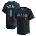 M.Marlins #1 Connor Norby Player Black City Connect Home Limited Gdoa Stitched Jerseys