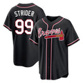 A.Braves #99 Spencer Strider Player Black Fashion Out Game Gdoa Stitched Jerseys