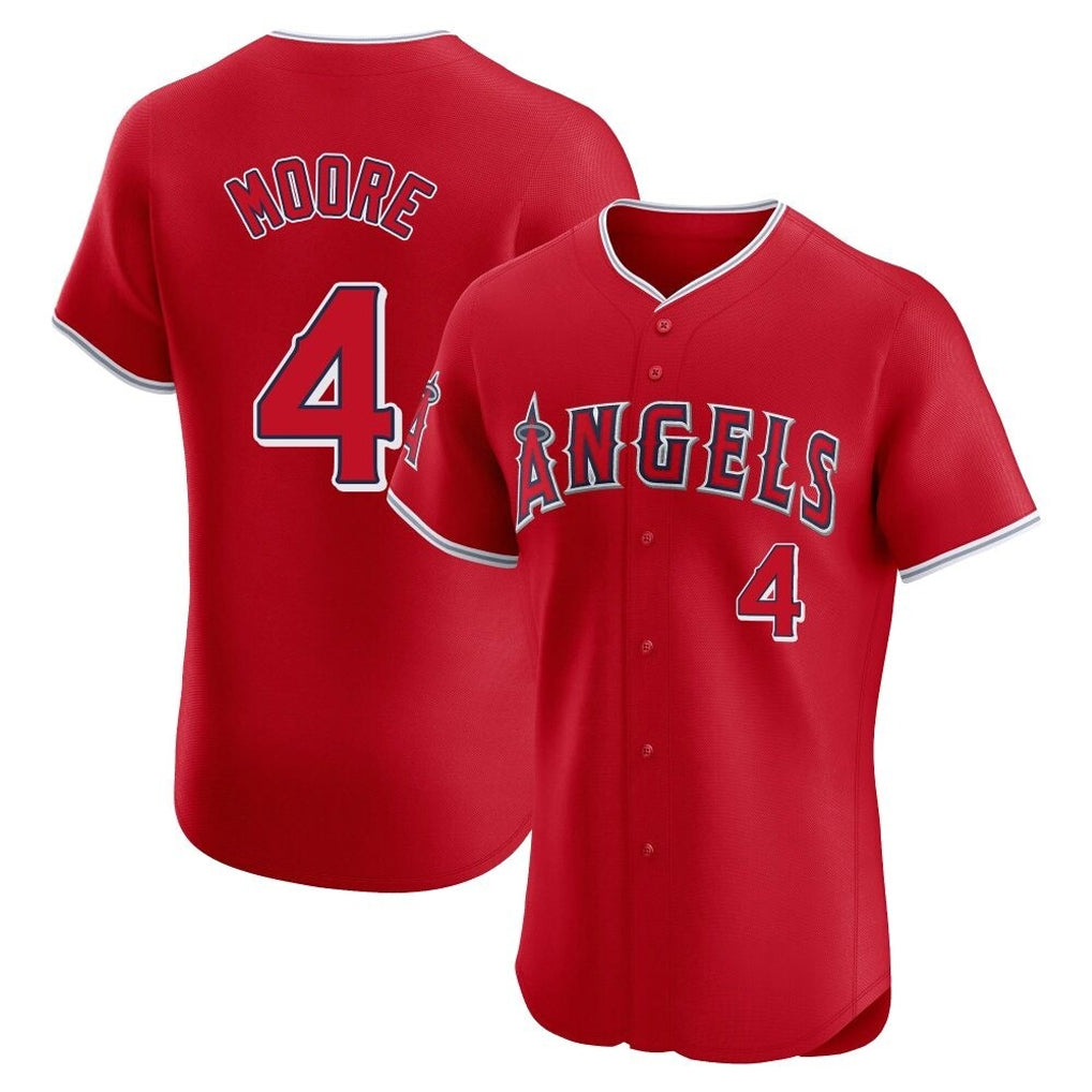 LA.Angels #4 Christian Moore Player Red Home Limited Elite Gdoa Stitched Jerseys