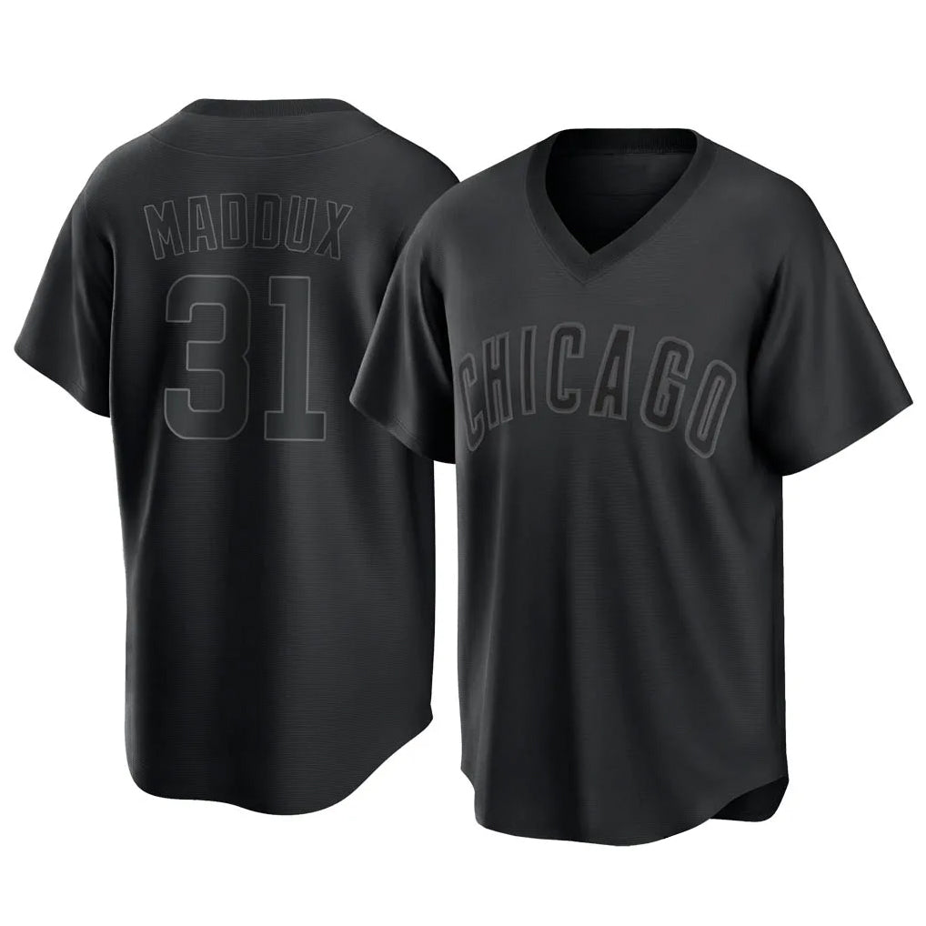 C.Cubs #31 Greg Maddux Player Black T-shirt Home Game Gdoa Stitched Jerseys