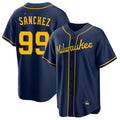 M.Brewers #99 Gary Sanchez Player Navy Home Game Gdoa Stitched Jerseys