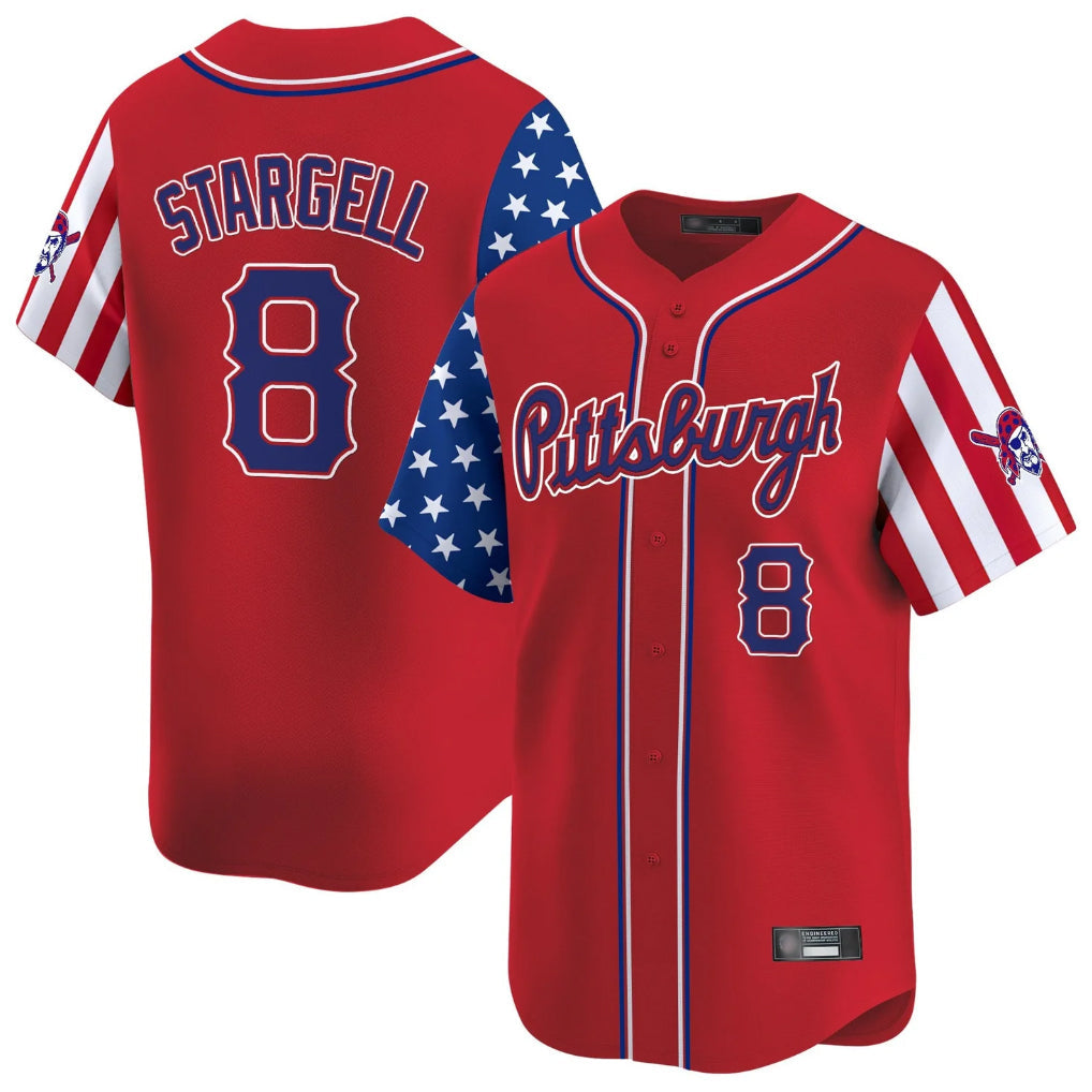 P.Pirates #8 Willie Stargell Player Red 2025 Independence Day Vapor Premier Limited Stitched Jerseys