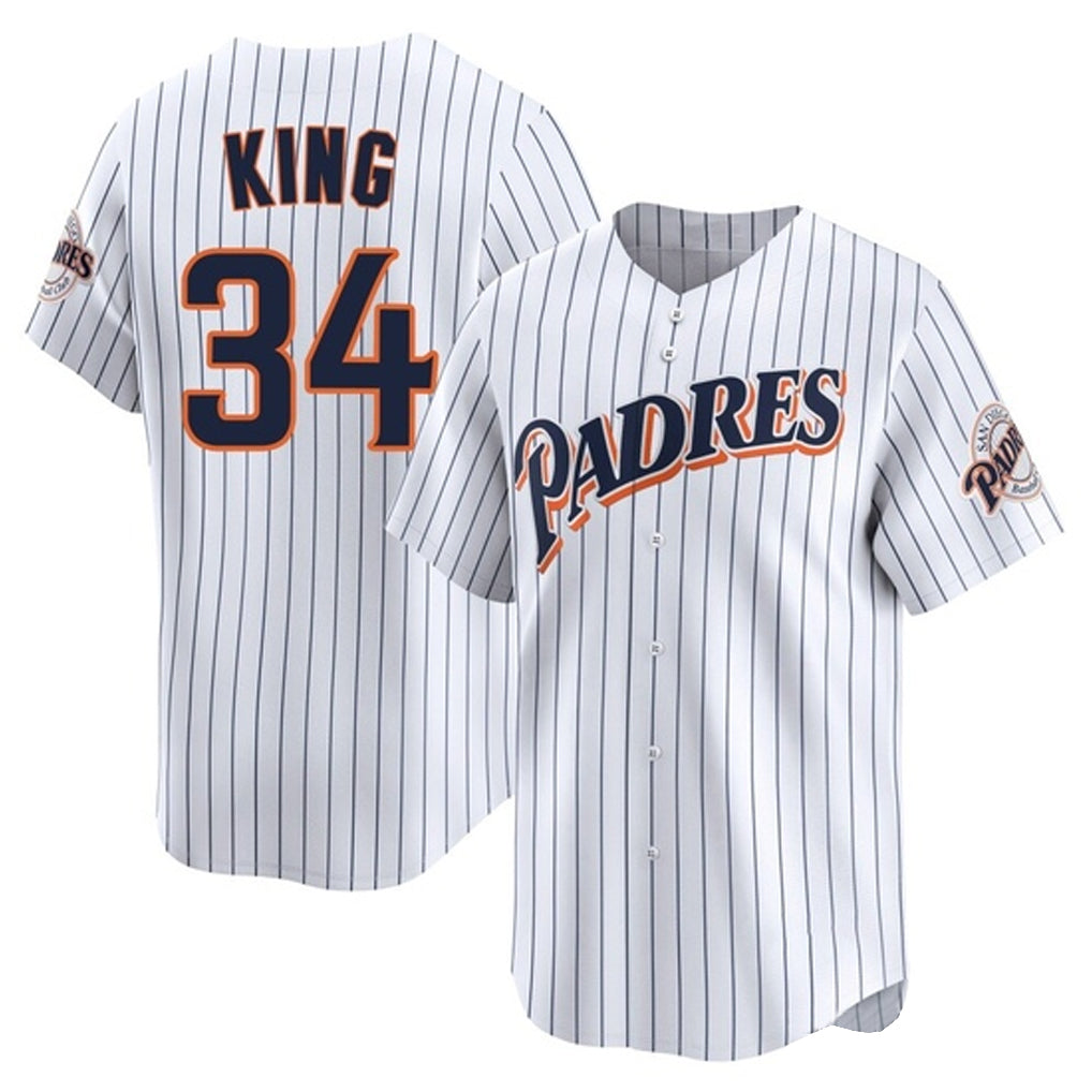 S.Diego Padres #34 Michael King Player White Cooperstown Collection Limited Home Stitched Jerseys