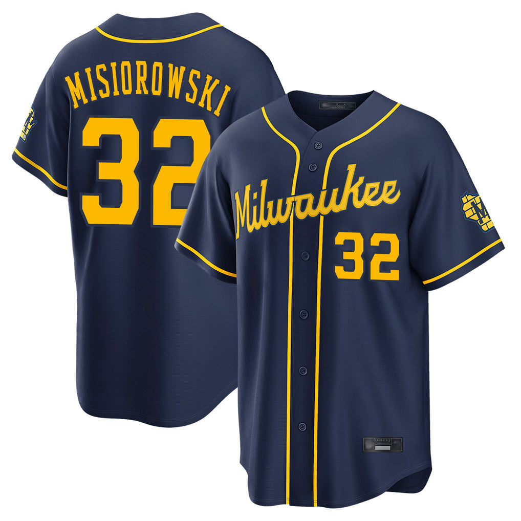 M.Brewers #32 Jacob Misiorowski Player Navy Home Stadium Game Gdoa Stitched Jerseys