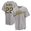 Athletics #22 Jeff McNeil player Gray Replica Away Stitched Jersey