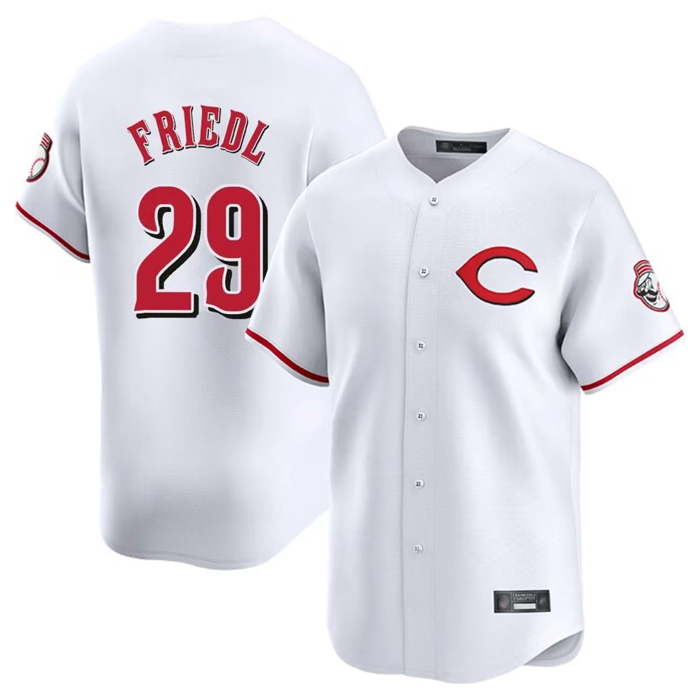 C.Reds #29 TJ Friedl Player White Limited Home Gdoa Stitched Jerseys