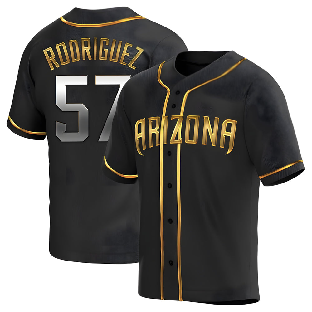 A.Diamondbacks #57 Eduardo Rodriguez Player Black Golden Replica Alternate Stitched Jersey