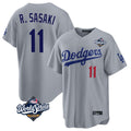 LA.Dodgers #11 Roki Sasaki Player Gray World Series Game Home Gdoa Stitched Jerseys