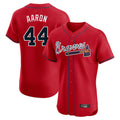 A.Braves #44 Hank Aaron Player Red Limited Elite Home Game Gdoa Stitched Jerseys