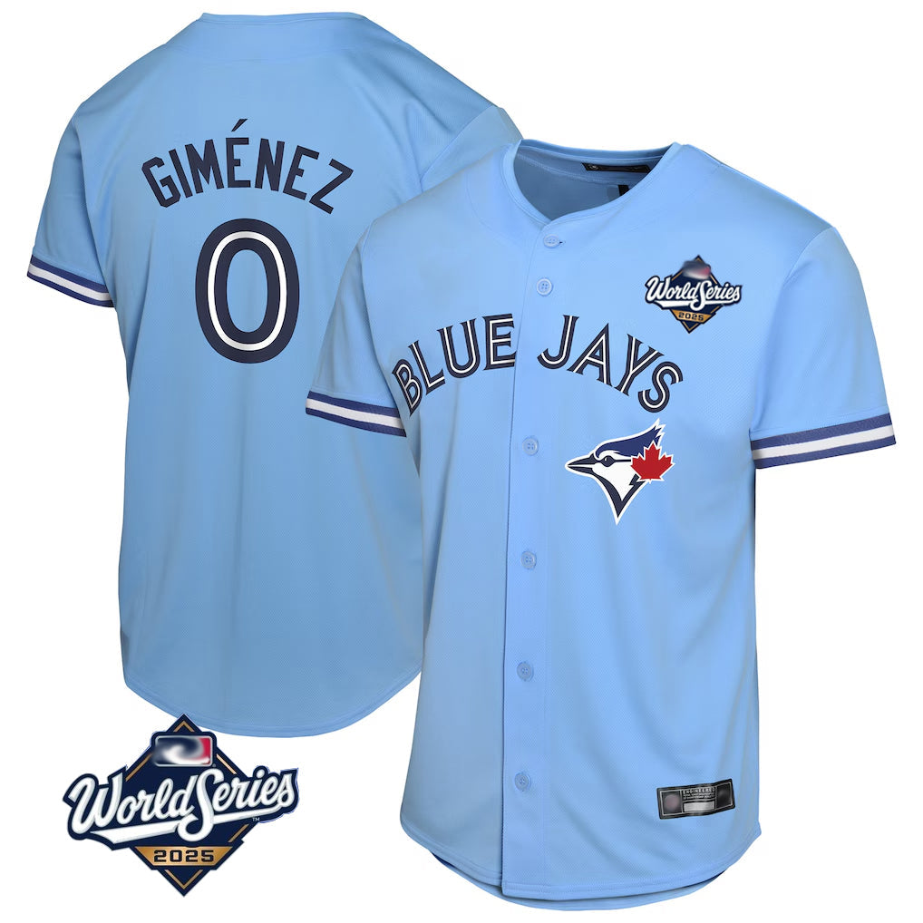T.Blue Jays #0 Andres Gimenez Player Blue 2025 World Series Game Gdoa Stitched Jerseys