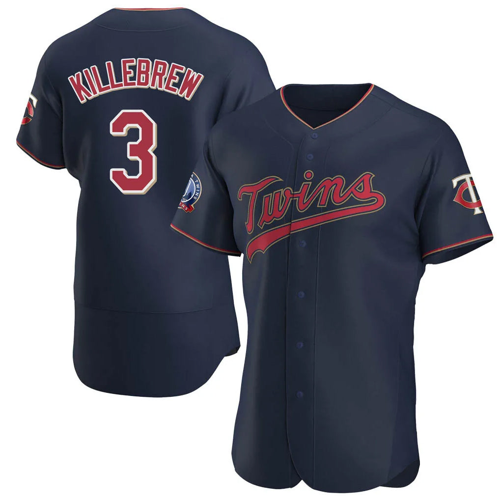 M.Twins #3 Harmon Killebrew Player Navy 60th Home Limited Elite Gdoa Stitched Jerseys