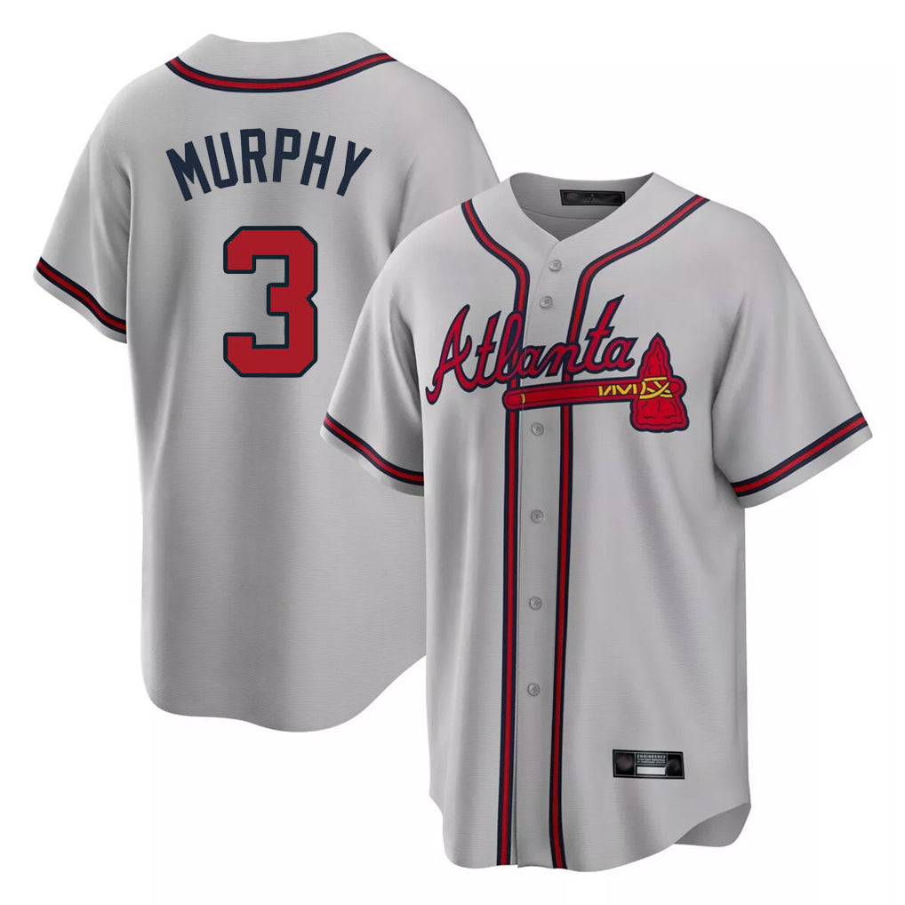 A.Braves #3 Dale Murphy Player Gray Home Game Gdoa Stitched Jerseys
