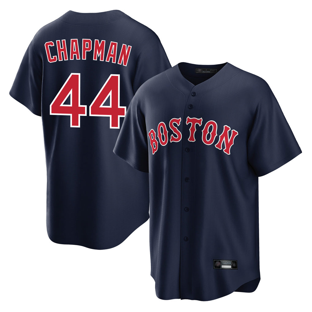 B.Red Sox #44 Aroldis Chapman Player Navy Home Game Gdoa Stitched Jerseys