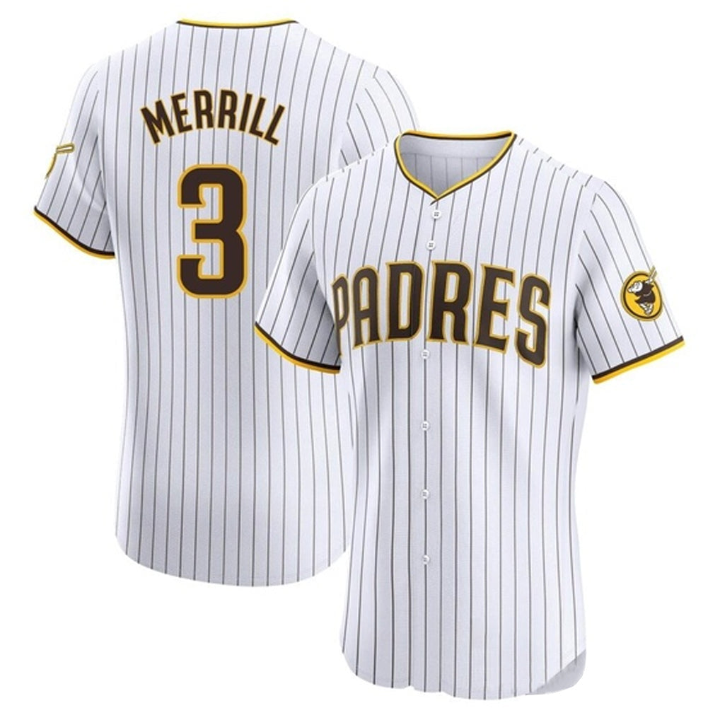 S.Diego Padres #3 Jackson Merrill Player White Home Limited Elite Stitched Jerseys