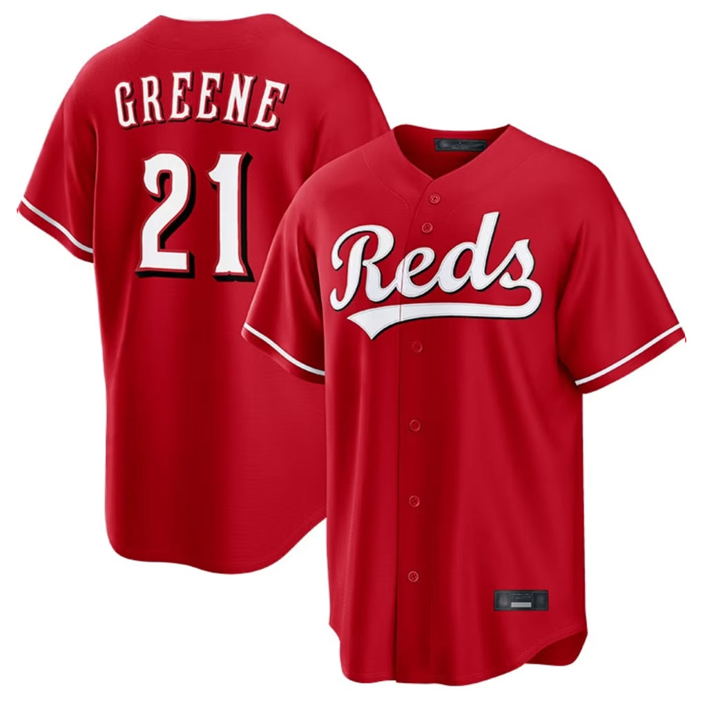C.Reds #21 Hunter Greene Player Red Home Game Gdoa Stitched Jerseys