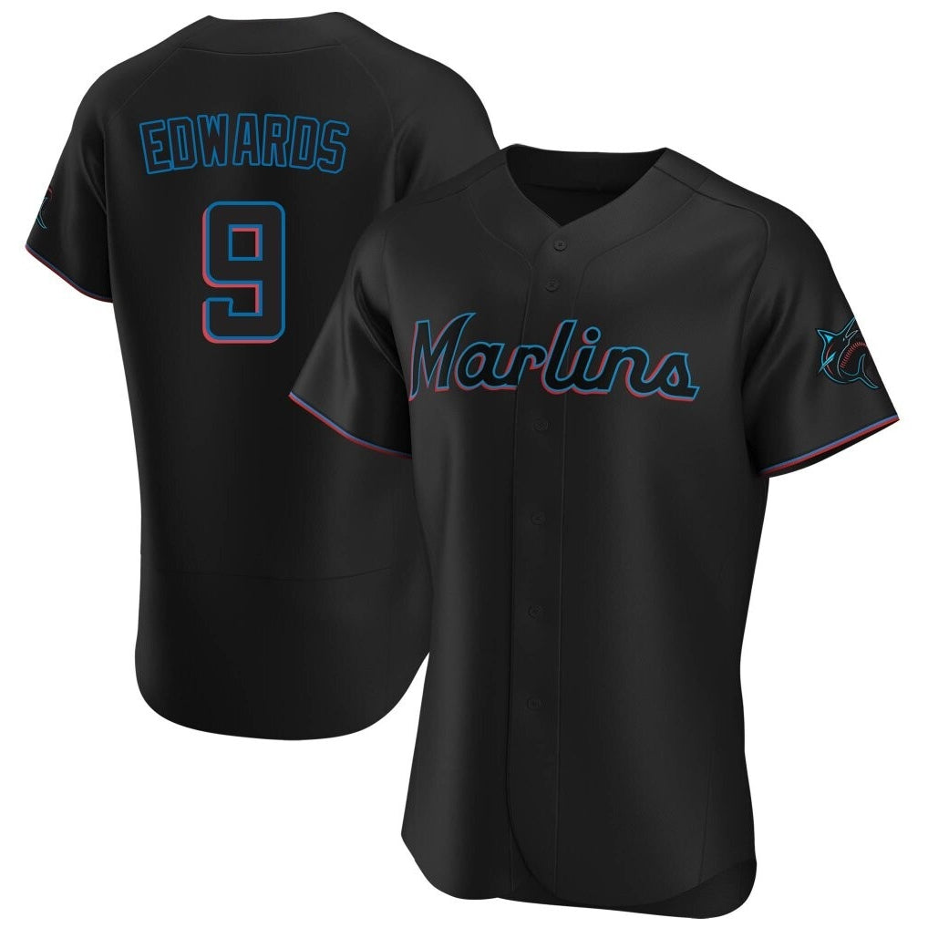 M.Marlins #9 Xavier Edwards Player Black Home Limited Elite Gdoa Stitched Jerseys